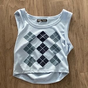 Shein Blue ribbed tank top.